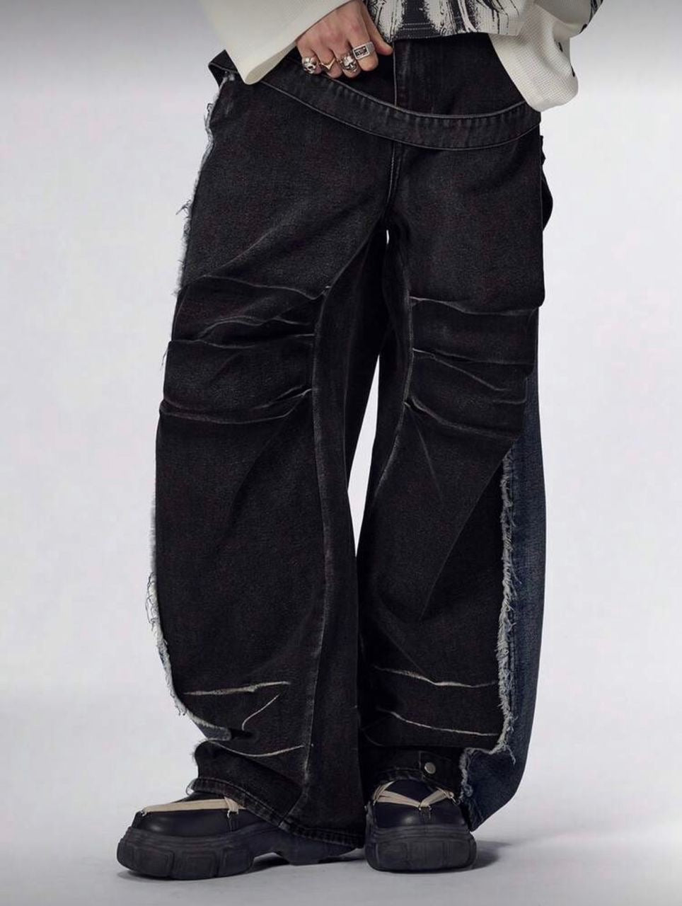 Pant Jeans noir coupe Oversize