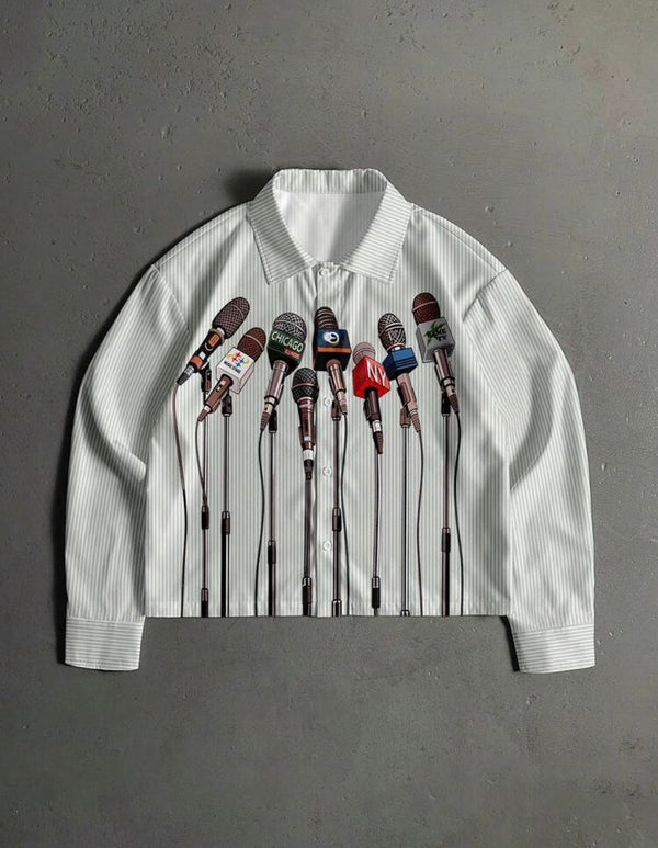 Chemise à manches longues oversize croptop avec motifs gravés
