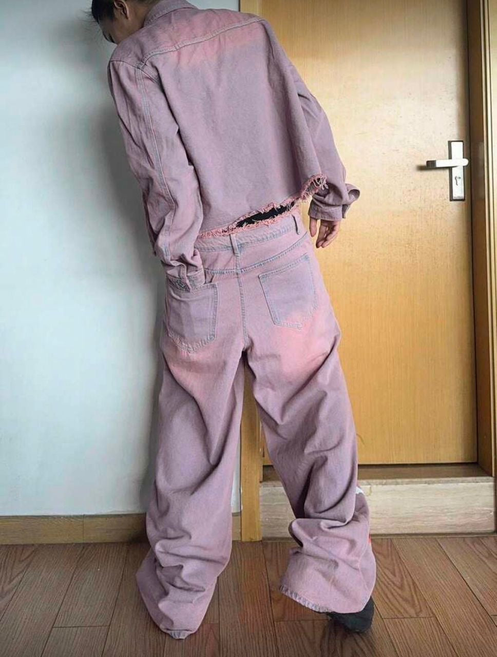 Ensemble Jeans Denim rose avec impression