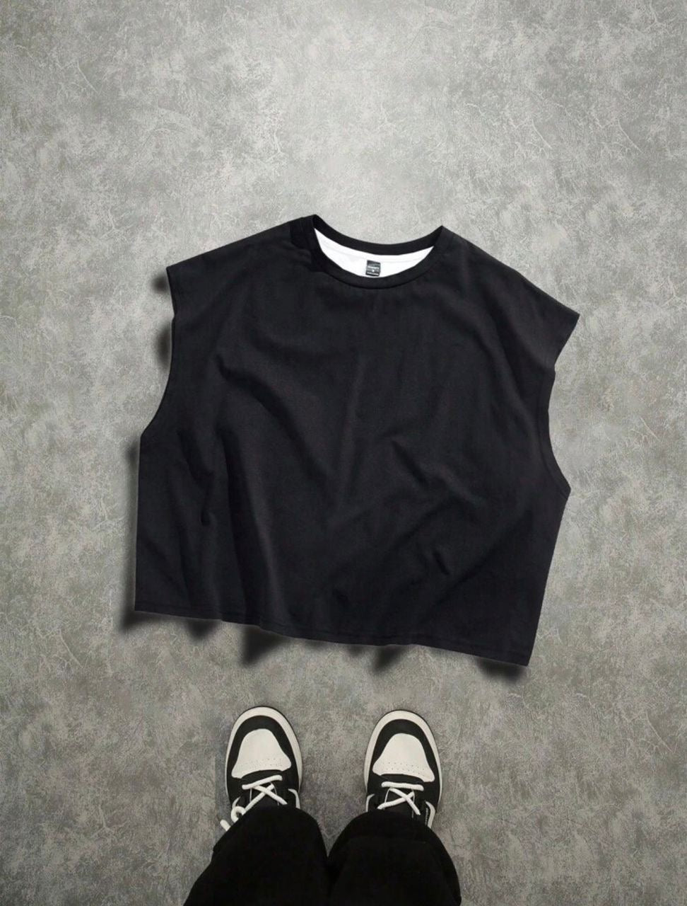 Haut col rond décontracté coupe croptop